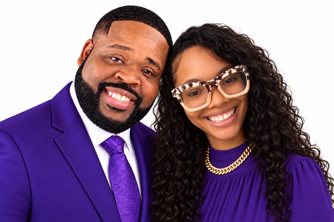 Apostle Curtis and First Lady Keira Crosland together in purple